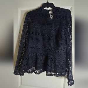 Shein Lace Peplum Top Black